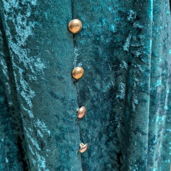 Vtg 1990s Brett Alixander Forest Green Crushed Velvet Corset Back Maxi Dress 10 - Picture 5 of 7